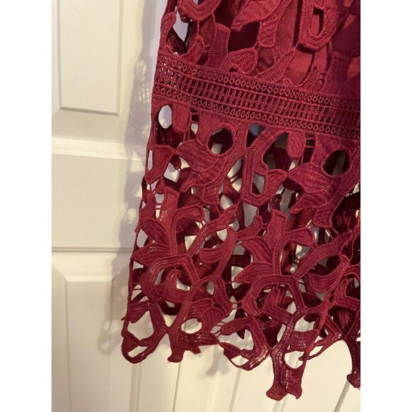 Chi Chi London Burgundy Lace Floral Midi Dress Off Shoulder Design Womens Size S - Picture 3 of 9